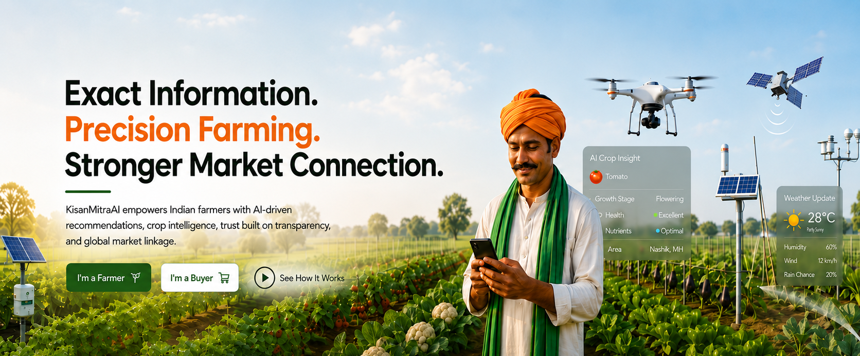 KisanMitraAI precision farming homepage